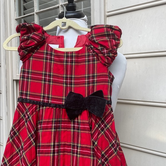 EUC- Bonnie Jean Red and Black Plaid Christmas Dress Size - Picture 3 of 12